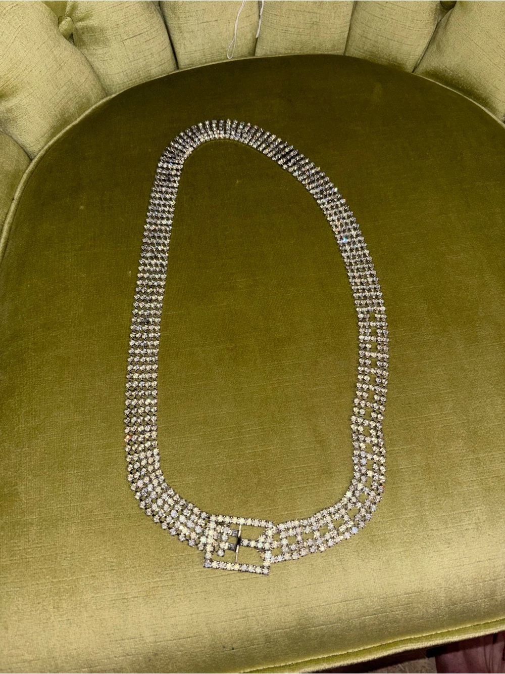 Flawless 5-Row Rhinestone Belt w Square Buckle Elegant Fit 27.5" - 35" Stunning! - Picture 9 of 11